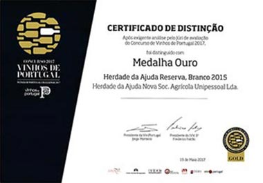 MEDALHA DE OURO 2017 - BRANCO 2015 Concurso 2017 Vinhos de Portugal